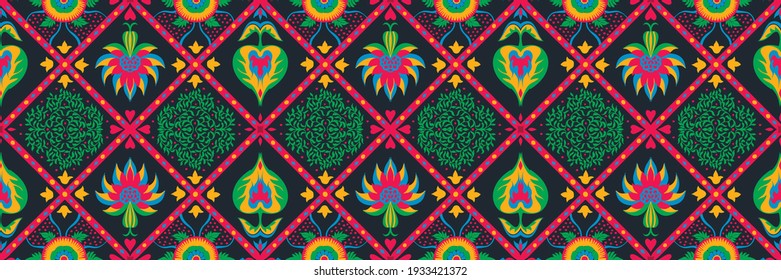 Diagonal ikat stripes. Zigzag pattern seamless. Geometric chevron abstract illustration, wallpaper. Tribal ethnic vector texture. Aztec style. Folk embroidery. Indian, Scandinavian,  African rug.