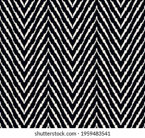 Diagonal ikat stripes. Zigzag pattern seamless. Geometric chevron abstract illustration, wallpaper. Tribal ethnic vector texture. Aztec style. Folk embroidery. Indian, Scandinavian,  African rug.