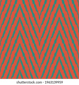 Diagonal ikat stripes. Zigzag pattern seamless. Geometric chevron abstract illustration, wallpaper. Tribal ethnic vector texture. Aztec style. Folk embroidery. Indian, Scandinavian,  African rug.