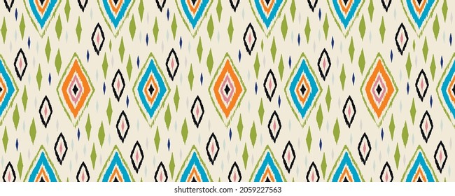Diagonal ikat stripes. Zigzag pattern seamless. Geometric chevron abstract illustration, wallpaper. Tribal ethnic vector texture. Aztec style. Folk embroidery. Indian, Scandinavian, African rug.