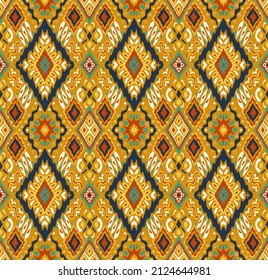 Diagonal ikat stripes. Zigzag pattern seamless. Geometric chevron abstract illustration, wallpaper. Tribal ethnic vector texture. Aztec style. Folk embroidery. Indian, Scandinavian, African rug.