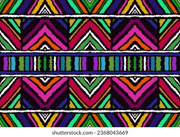 Diagonal ikat stripes. Zigzag pattern seamless. Geometric chevron abstract illustration, wallpaper. Tribal ethnic vector texture. Aztec style. Folk embroidery. Indian, Scandinavian, African rug.