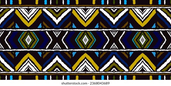 Diagonal ikat stripes. Zigzag pattern seamless. Geometric chevron abstract illustration, wallpaper. Tribal ethnic vector texture. Aztec style. Folk embroidery. Indian, Scandinavian, African rug.