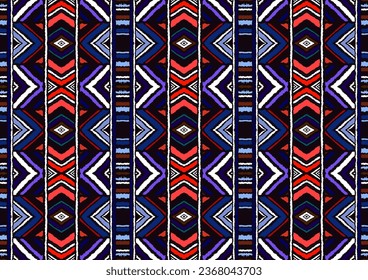 Diagonal ikat stripes. Zigzag pattern seamless. Geometric chevron abstract illustration, wallpaper. Tribal ethnic vector texture. Aztec style. Folk embroidery. Indian, Scandinavian, African rug.