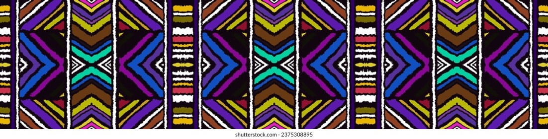 Diagonal ikat stripes. Zigzag pattern seamless. Geometric chevron abstract illustration, wallpaper. Tribal ethnic vector texture. Aztec style. Folk embroidery. Indian, Scandinavian, African rug.