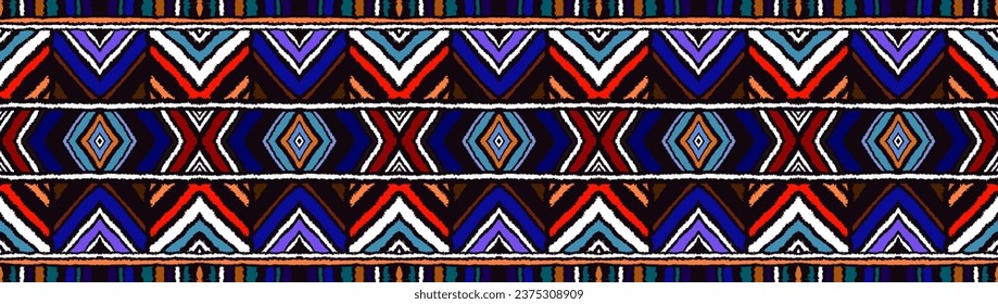 Diagonal ikat stripes. Zigzag pattern seamless. Geometric chevron abstract illustration, wallpaper. Tribal ethnic vector texture. Aztec style. Folk embroidery. Indian, Scandinavian, African rug.