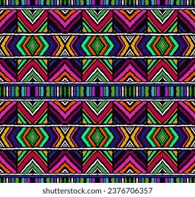 Diagonal ikat stripes. Zigzag pattern seamless. Geometric chevron abstract illustration, wallpaper. Tribal ethnic vector texture. Aztec style. Folk embroidery. Indian, Scandinavian, African rug.