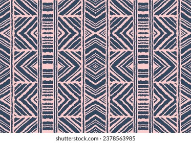 Diagonal ikat stripes. Zigzag pattern seamless. Geometric chevron abstract illustration, wallpaper. Tribal ethnic vector texture. Aztec style. Folk embroidery. Indian, Scandinavian, African rug.