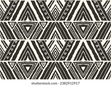 Diagonal ikat stripes. Zigzag pattern seamless. Geometric chevron abstract illustration, wallpaper. Tribal ethnic vector texture. Aztec style. Folk embroidery. Indian, Scandinavian, African rug.