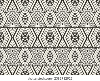 Diagonal ikat stripes. Zigzag pattern seamless. Geometric chevron abstract illustration, wallpaper. Tribal ethnic vector texture. Aztec style. Folk embroidery. Indian, Scandinavian, African rug.