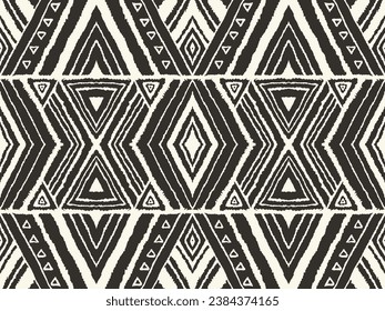 Diagonal ikat stripes. Zigzag pattern seamless. Geometric chevron abstract illustration, wallpaper. Tribal ethnic vector texture. Aztec style. Folk embroidery. Indian, Scandinavian, African rug.