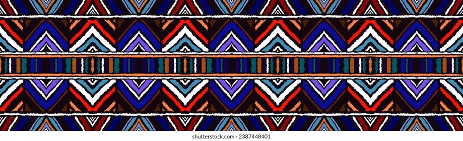 Diagonal ikat stripes. Zigzag pattern seamless. Geometric chevron abstract illustration, wallpaper. Tribal ethnic vector texture. Aztec style. Folk embroidery. Indian, Scandinavian, African rug.