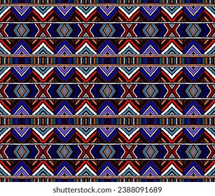 Diagonal ikat stripes. Zigzag pattern seamless. Geometric chevron abstract illustration, wallpaper. Tribal ethnic vector texture. Aztec style. Folk embroidery. Indian, Scandinavian, African rug.