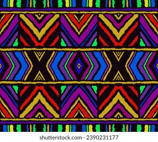 Bandes d'ikat diagonales. Motif zigzag harmonieux. Illustration abstraite chevron géométrique, fond d'écran. Texture vectorielle ethnique tribale. Style aztèque. Broderie folk. indien, scandinave, tapis africain.