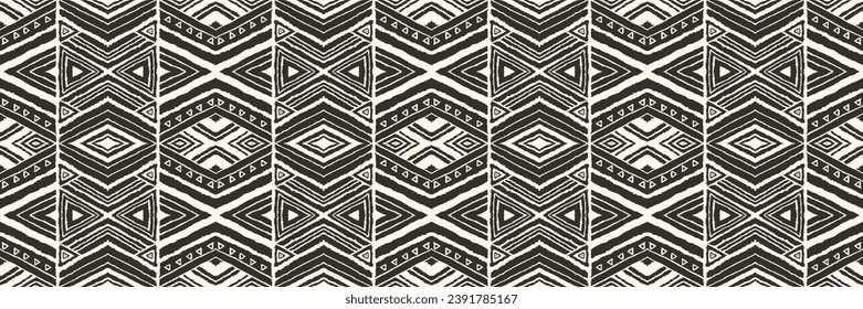 Diagonal ikat stripes. Zigzag pattern seamless. Geometric chevron abstract illustration, wallpaper. Tribal ethnic vector texture. Aztec style. Folk embroidery. Indian, Scandinavian, African rug.