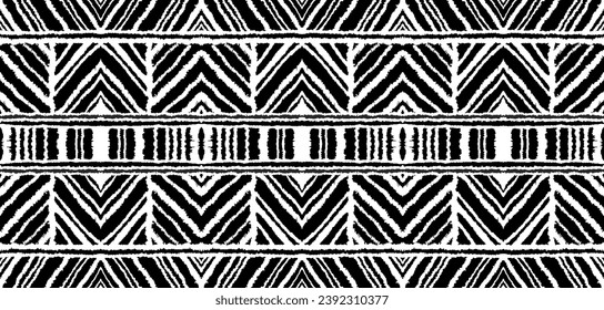 Diagonal ikat stripes. Zigzag pattern seamless. Geometric chevron abstract illustration, wallpaper. Tribal ethnic vector texture. Aztec style. Folk embroidery. Indian, Scandinavian, African rug.