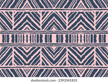 Diagonal ikat stripes. Zigzag pattern seamless. Geometric chevron abstract illustration, wallpaper. Tribal ethnic vector texture. Aztec style. Folk embroidery. Indian, Scandinavian, African rug.