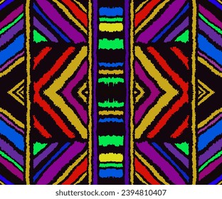 Bandes d'ikat diagonales. Motif zigzag harmonieux. Illustration abstraite chevron géométrique, fond d'écran. Texture vectorielle ethnique tribale. Style aztèque. Broderie folk. indien, scandinave, tapis africain.
