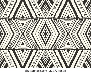 Diagonal ikat stripes. Zigzag pattern seamless. Geometric chevron abstract illustration, wallpaper. Tribal ethnic vector texture. Aztec style. Folk embroidery. Indian, Scandinavian, African rug.