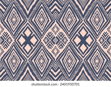 Diagonal ikat stripes. Zigzag pattern seamless. Geometric chevron abstract illustration, wallpaper. Tribal ethnic vector texture. Aztec style. Folk embroidery. Indian, Scandinavian, African rug.