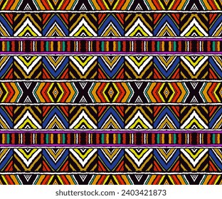 Diagonal ikat stripes. Zigzag pattern seamless. Geometric chevron abstract illustration, wallpaper. Tribal ethnic vector texture. Aztec style. Folk embroidery. Indian, Scandinavian, African rug.