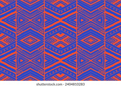 Diagonal ikat stripes. Zigzag pattern seamless. Geometric chevron abstract illustration, wallpaper. Tribal ethnic vector texture. Aztec style. Folk embroidery. Indian, Scandinavian, African rug.