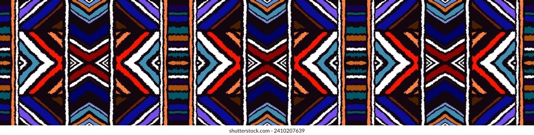 Diagonal ikat stripes. Zigzag pattern seamless. Geometric chevron abstract illustration, wallpaper. Tribal ethnic vector texture. Aztec style. Folk embroidery. Indian, Scandinavian, African rug.