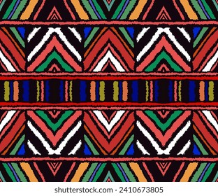 Diagonal ikat stripes. Zigzag pattern seamless. Geometric chevron abstract illustration, wallpaper. Tribal ethnic vector texture. Aztec style. Folk embroidery. Indian, Scandinavian, African rug.