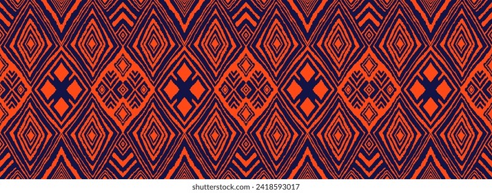 Diagonal ikat stripes. Zigzag pattern seamless. Geometric chevron abstract illustration, wallpaper. Tribal ethnic vector texture. Aztec style. Folk embroidery. Indian, Scandinavian, African rug.