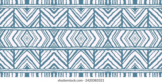 Diagonal ikat stripes. Zigzag pattern seamless. Geometric chevron abstract illustration, wallpaper. Tribal ethnic vector texture. Aztec style. Folk embroidery. Indian, Scandinavian, African rug.
