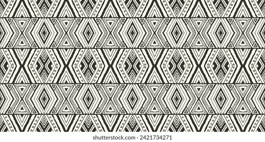 Diagonal ikat stripes. Zigzag pattern seamless. Geometric chevron abstract illustration, wallpaper. Tribal ethnic vector texture. Aztec style. Folk embroidery. Indian, Scandinavian, African rug.