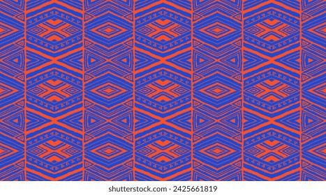 Diagonal ikat stripes. Zigzag pattern seamless. Geometric chevron abstract illustration, wallpaper. Tribal ethnic vector texture. Aztec style. Folk embroidery. Indian, Scandinavian, African rug.