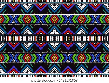Diagonal ikat stripes. Zigzag pattern seamless. Geometric chevron abstract illustration, wallpaper. Tribal ethnic vector texture. Aztec style. Folk embroidery. Indian, Scandinavian, African rug.