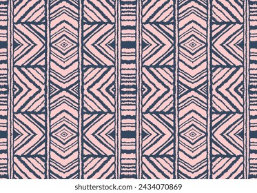 Diagonal ikat stripes. Zigzag pattern seamless. Geometric chevron abstract illustration, wallpaper. Tribal ethnic vector texture. Aztec style. Folk embroidery. Indian, Scandinavian, African rug.