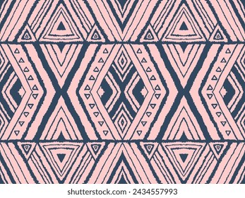 Diagonal ikat stripes. Zigzag pattern seamless. Geometric chevron abstract illustration, wallpaper. Tribal ethnic vector texture. Aztec style. Folk embroidery. Indian, Scandinavian, African rug.