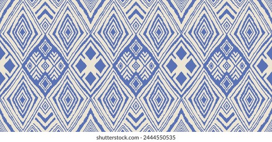 Rayas diagonales de ikat. Patrón en zigzag sin fisuras. Ilustración abstracta de chevron geométrico, Fondo de pantalla. Textura de Vector étnico tribal. Estilo azteca. Bordado de Folk. Alfombra india, escandinava, africana.