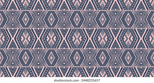 Diagonal ikat stripes. Zigzag pattern seamless. Geometric chevron abstract illustration, wallpaper. Tribal ethnic vector texture. Aztec style. Folk embroidery. Indian, Scandinavian, African rug.