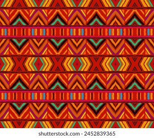 Diagonal ikat stripes. Zigzag pattern seamless. Geometric chevron abstract illustration, wallpaper. Tribal ethnic vector texture. Aztec style. Folk embroidery. Indian, Scandinavian, African rug.
