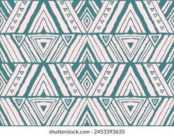 Diagonal ikat stripes. Zigzag pattern seamless. Geometric chevron abstract illustration, wallpaper. Tribal ethnic vector texture. Aztec style. Folk embroidery. Indian, Scandinavian, African rug.