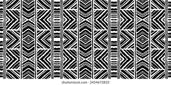 Diagonal ikat stripes. Zigzag pattern seamless. Geometric chevron abstract illustration, wallpaper. Tribal ethnic vector texture. Aztec style. Folk embroidery. Indian, Scandinavian, African rug.