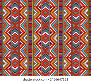 Diagonal ikat stripes. Zigzag pattern seamless. Geometric chevron abstract illustration, wallpaper. Tribal ethnic vector texture. Aztec style. Folk embroidery. Indian, Scandinavian, African rug.