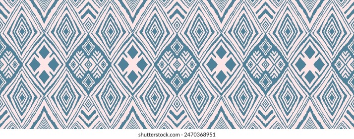 Diagonal ikat stripes. Zigzag pattern seamless. Geometric chevron abstract illustration, wallpaper. Tribal ethnic vector texture. Aztec style. Folk embroidery. Indian, Scandinavian, African rug.