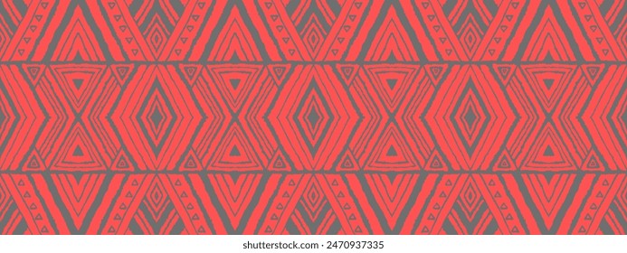 Diagonal ikat stripes. Zigzag pattern seamless. Geometric chevron abstract illustration, wallpaper. Tribal ethnic vector texture. Aztec style. Folk embroidery. Indian, Scandinavian, African rug.