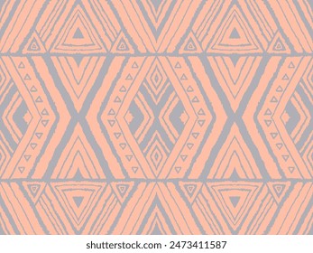 Diagonal ikat stripes. Zigzag pattern seamless. Geometric chevron abstract illustration, wallpaper. Tribal ethnic vector texture. Aztec style. Folk embroidery. Indian, Scandinavian, African rug.