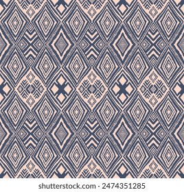 Diagonal ikat stripes. Zigzag pattern seamless. Geometric chevron abstract illustration, wallpaper. Tribal ethnic vector texture. Aztec style. Folk embroidery. Indian, Scandinavian, African rug.