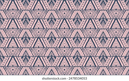Diagonal ikat stripes. Zigzag pattern seamless. Geometric chevron abstract illustration, wallpaper. Tribal ethnic vector texture. Aztec style. Folk embroidery. Indian, Scandinavian, African rug.