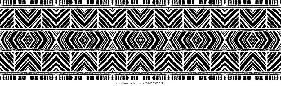 Diagonale Ikat-Streifen. Zick-Zack-Muster nahtlos. Geometrische Chevron abstrakte Illustration, Bildschirmhintergrund. Textur der ethnischen Vektorgrafik. Azteken-Stil. Folk Stickerei. Indischer, skandinavischer, afrikanischer Teppich.