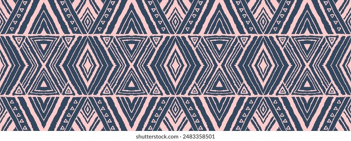 Diagonal ikat stripes. Zigzag pattern seamless. Geometric chevron abstract illustration, wallpaper. Tribal ethnic vector texture. Aztec style. Folk embroidery. Indian, Scandinavian, African rug.