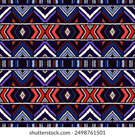 Diagonal ikat stripes. Zigzag pattern seamless. Geometric chevron abstract illustration, wallpaper. Tribal ethnic vector texture. Aztec style. Folk embroidery. Indian, Scandinavian, African rug.