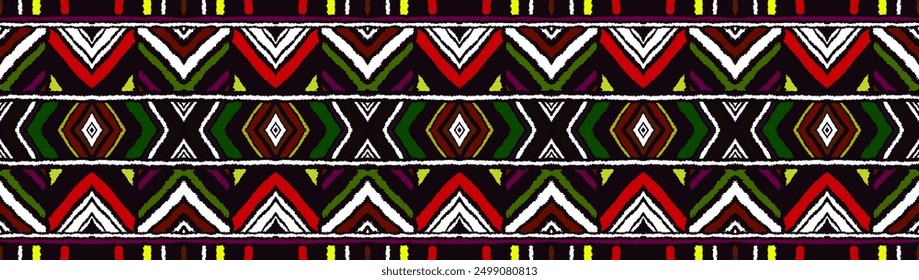 Diagonal ikat stripes. Zigzag pattern seamless. Geometric chevron abstract illustration, wallpaper. Tribal ethnic vector texture. Aztec style. Folk embroidery. Indian, Scandinavian, African rug.